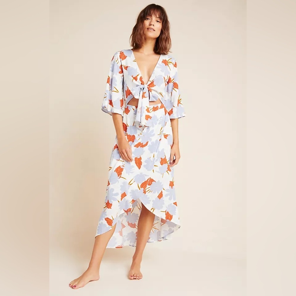 NWT L Space Sz M Kellen Floral Cut Out Cover-Up Maxi Resort Dress